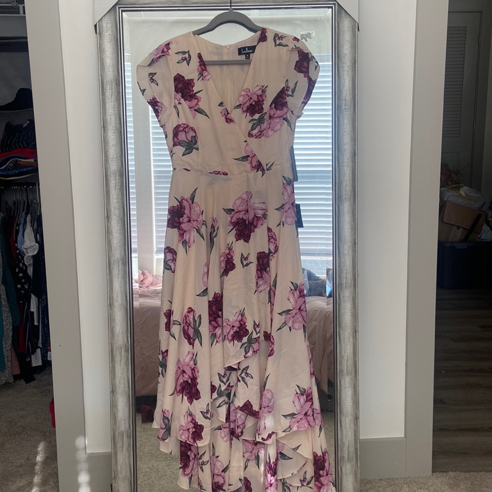 French Countryside Blush Floral Print Hi-lo Dress NWT